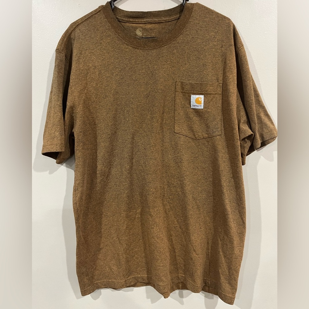 Carhartt Shirt Mens M Brown Short Sleeve Front Pocket Original Fit Grunge Work